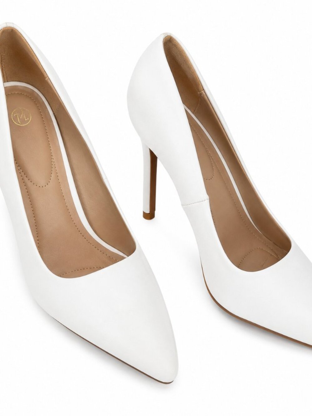 White Pointed Toe Stiletto Pumps Size 7.5 Faux Leather Classic Heels